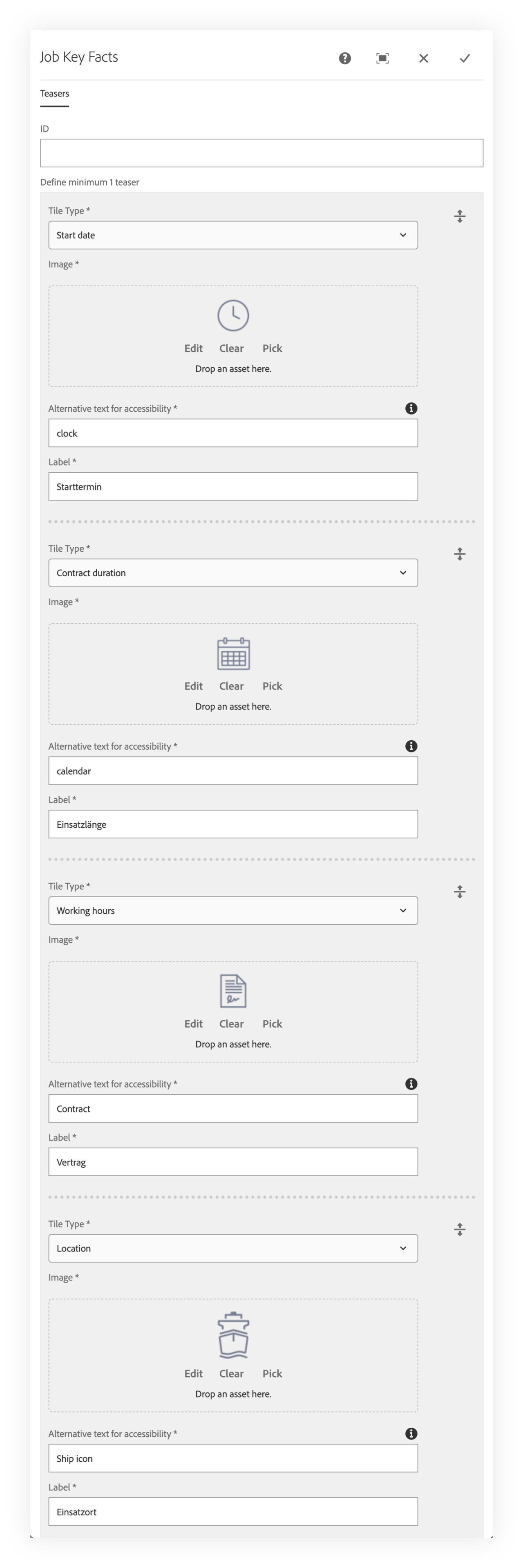 Job Key Facts CQ Dialog