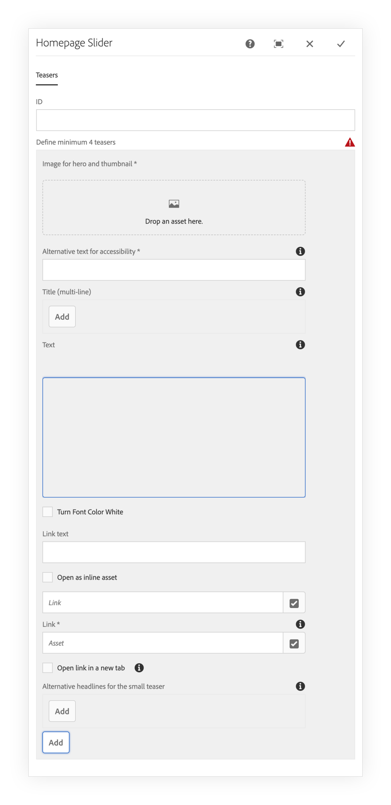 Home Slider CQ Dialog