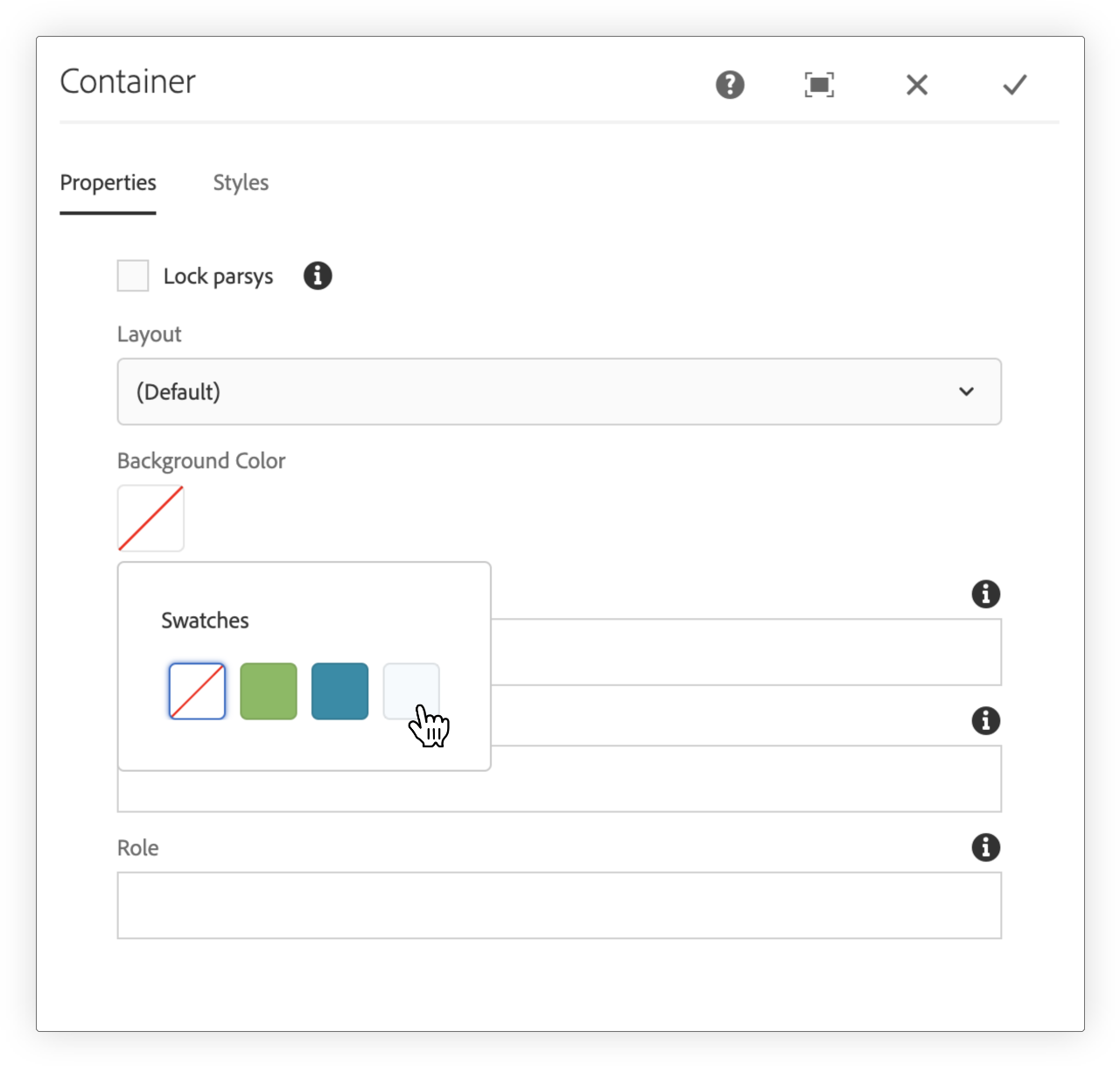 Select container background color