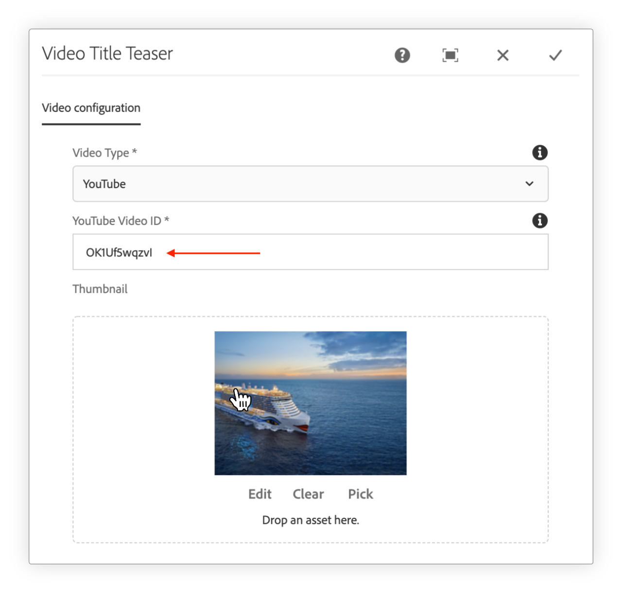 YouTube Video ID in the CQ Dialog