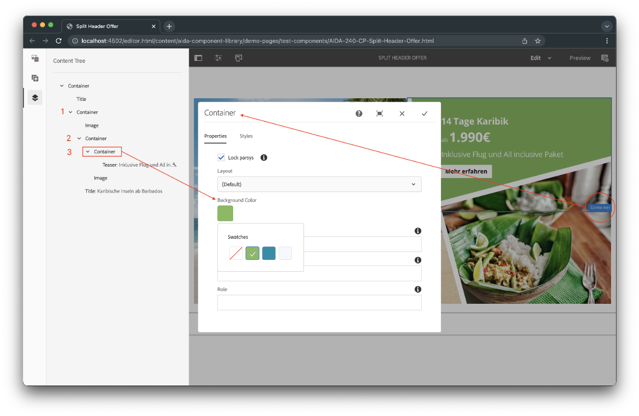 Split Header Offer Colors
