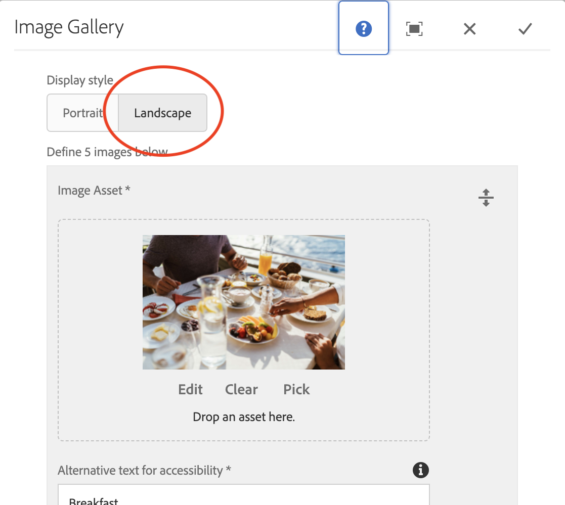 Image Gallery Landscape Option
