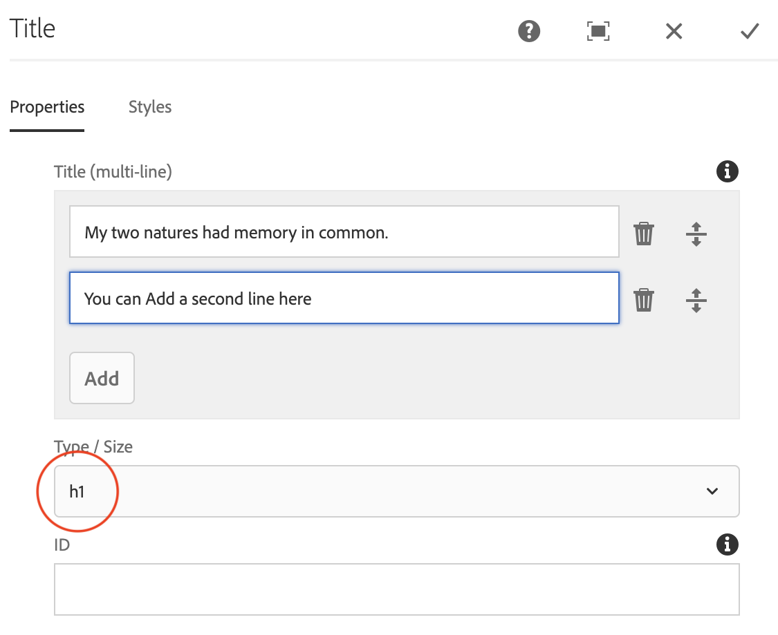 Add multiple lines to titles