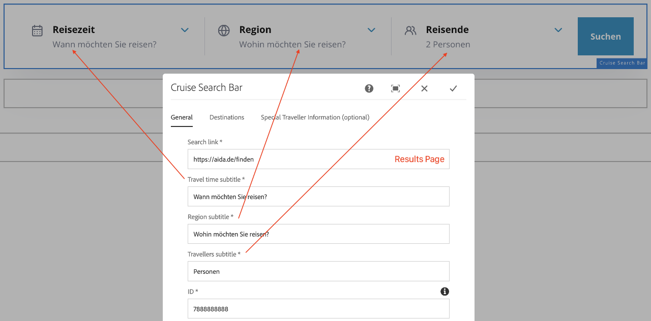 Cruise Search Bar: General Settings