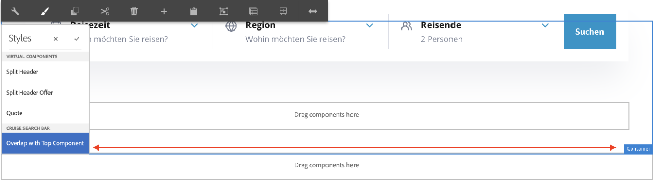 Container with overlap top style