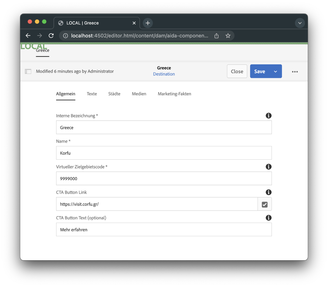 Edit Content Fragment: General Settings