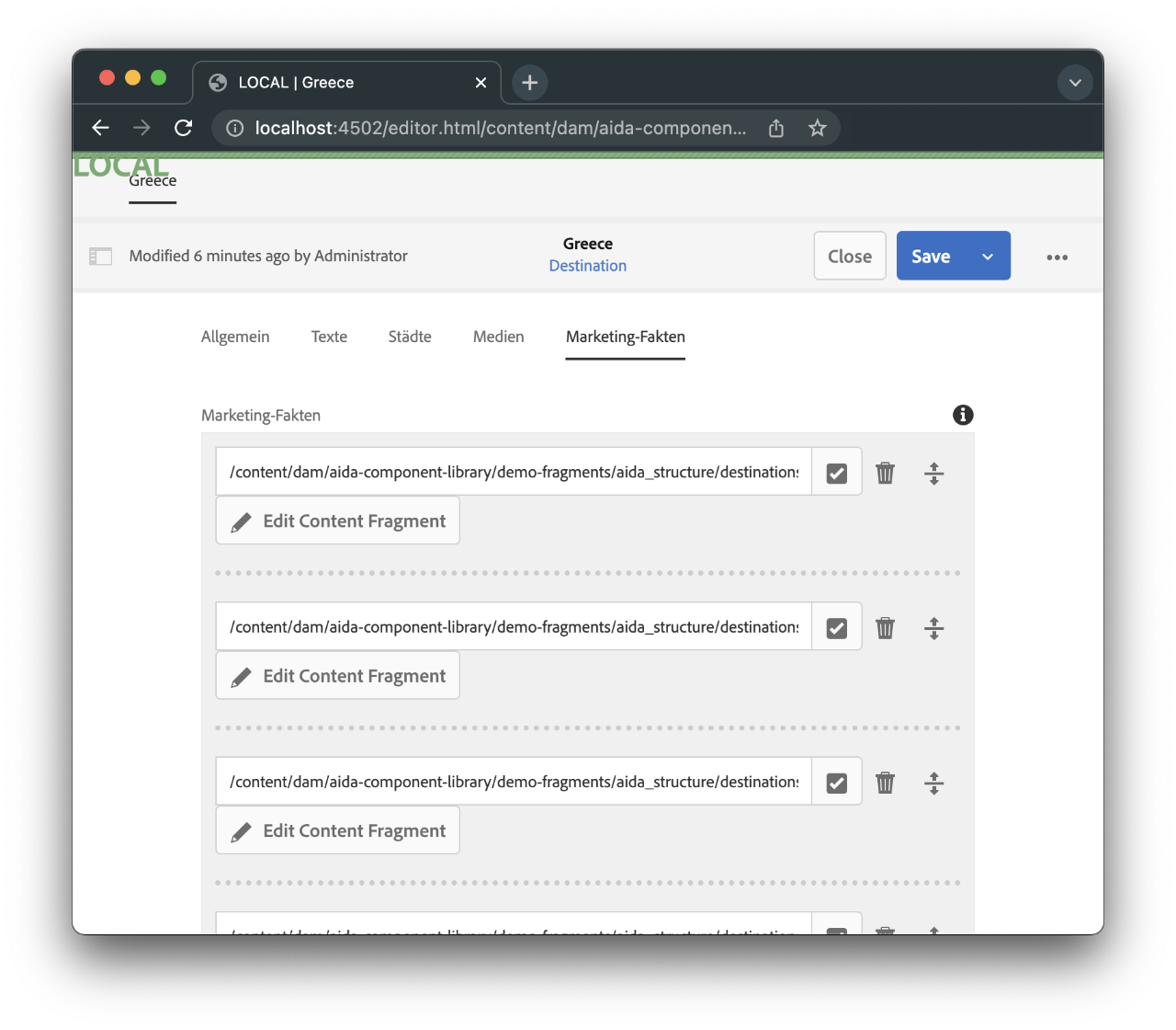 Edit Content Fragment: Facts