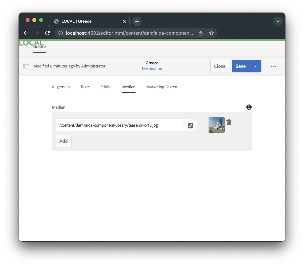 Edit Content Fragment: Add Image