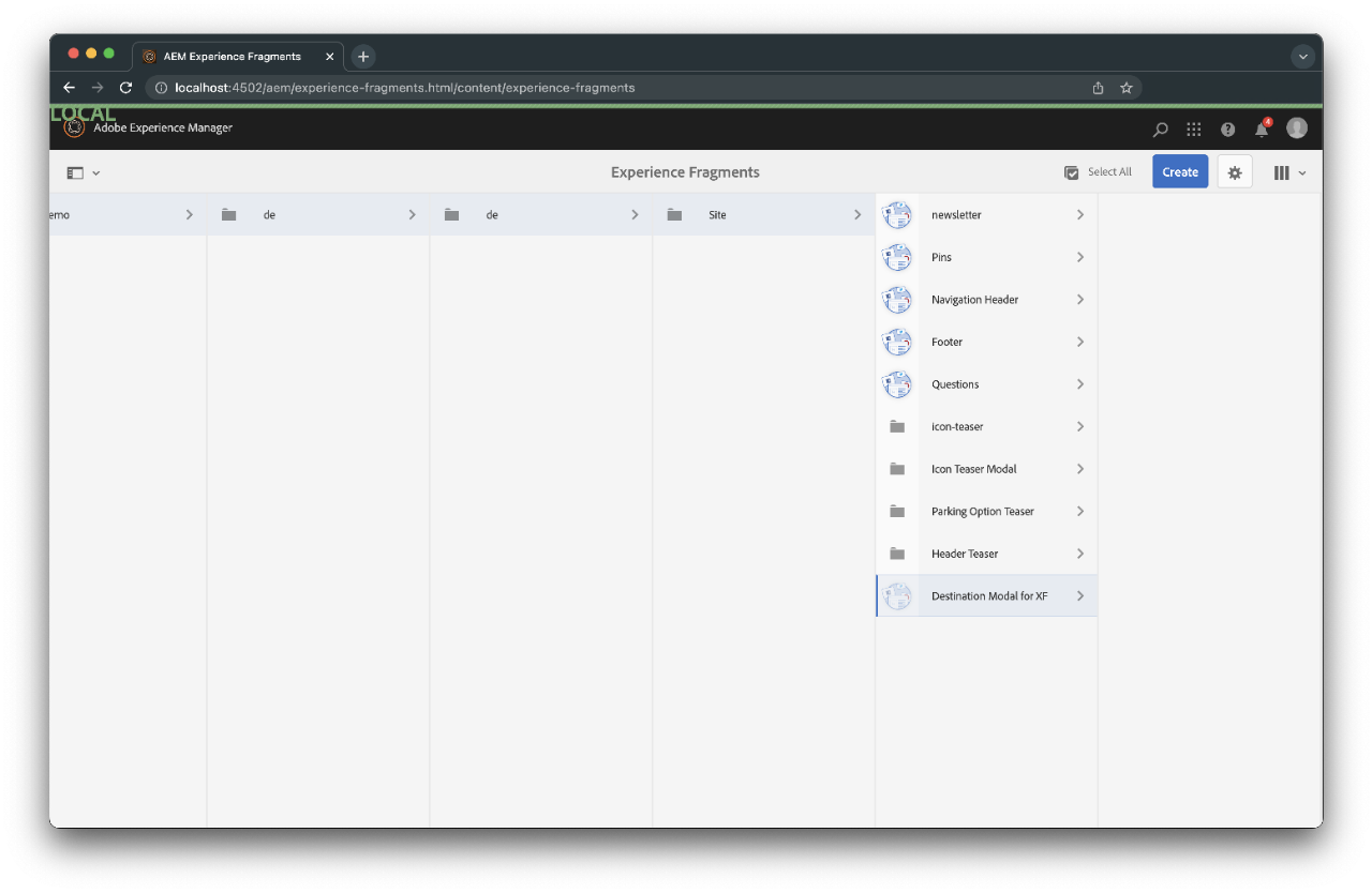 Create Experience Fragments