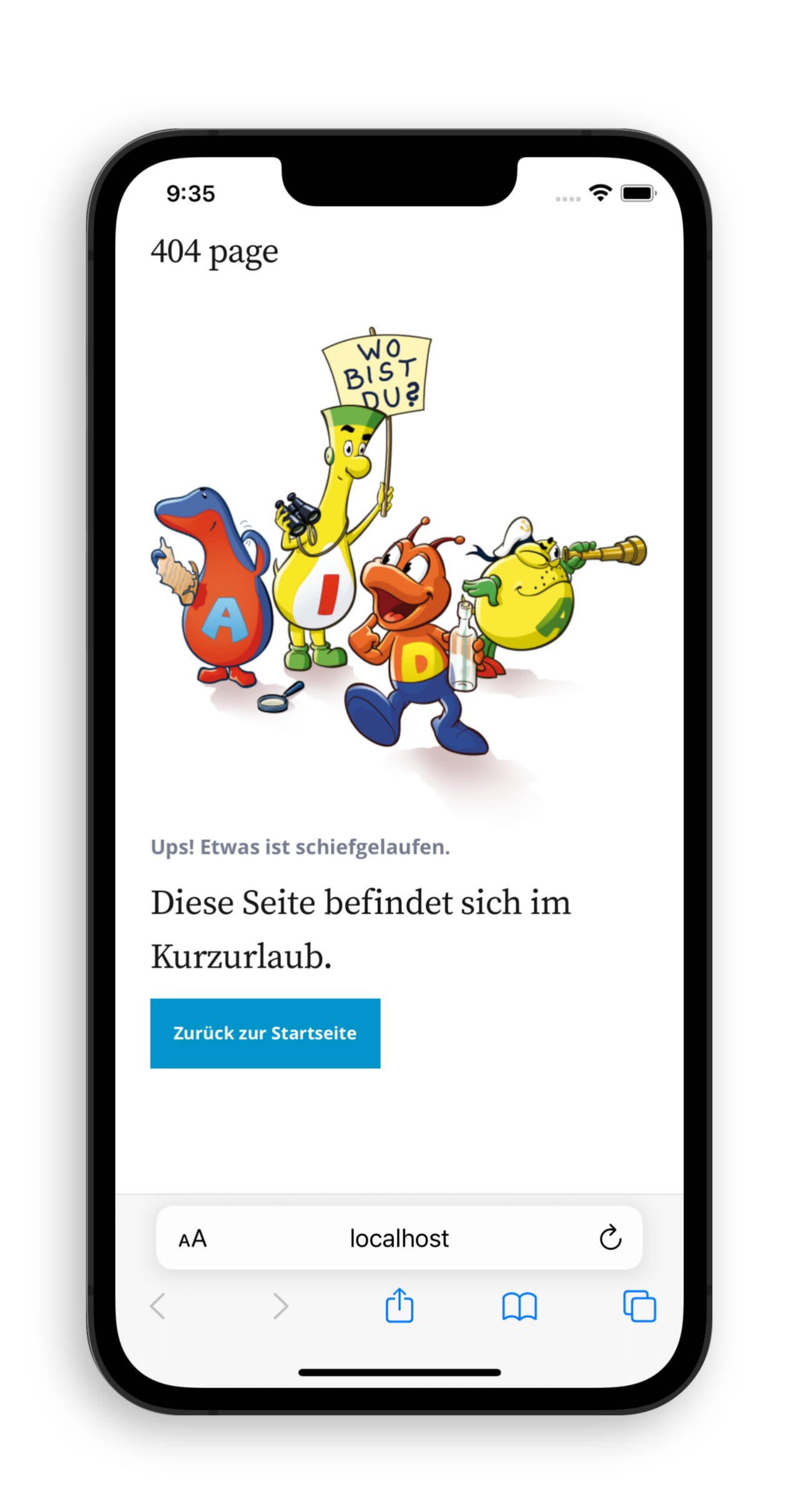 404 Page on an iPhone