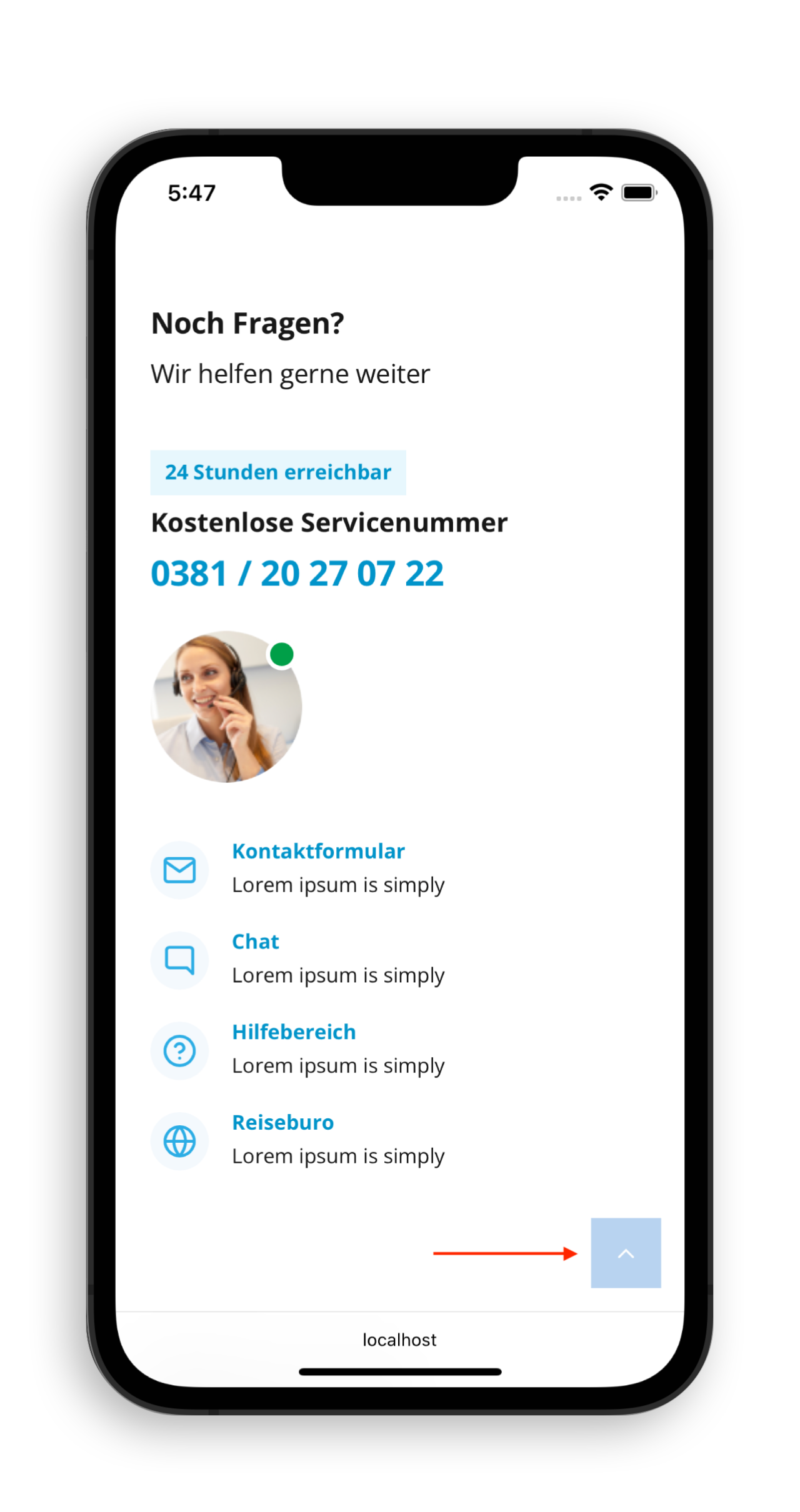 Back to top button on iPhone