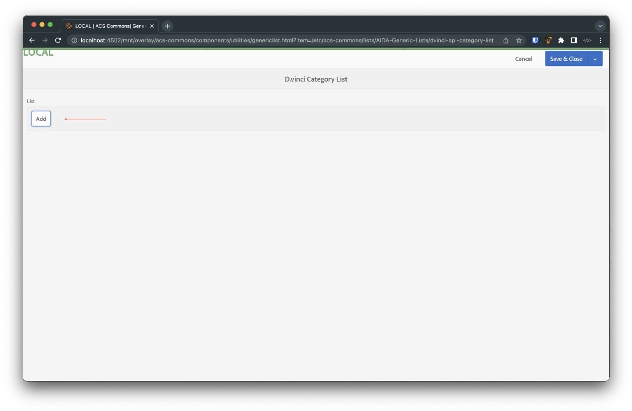 Add Category List from D.Vinci