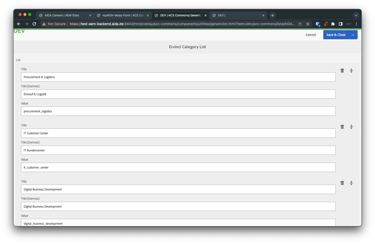 D.Vinci Category List full