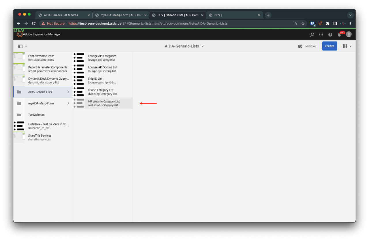 HR Website Category List