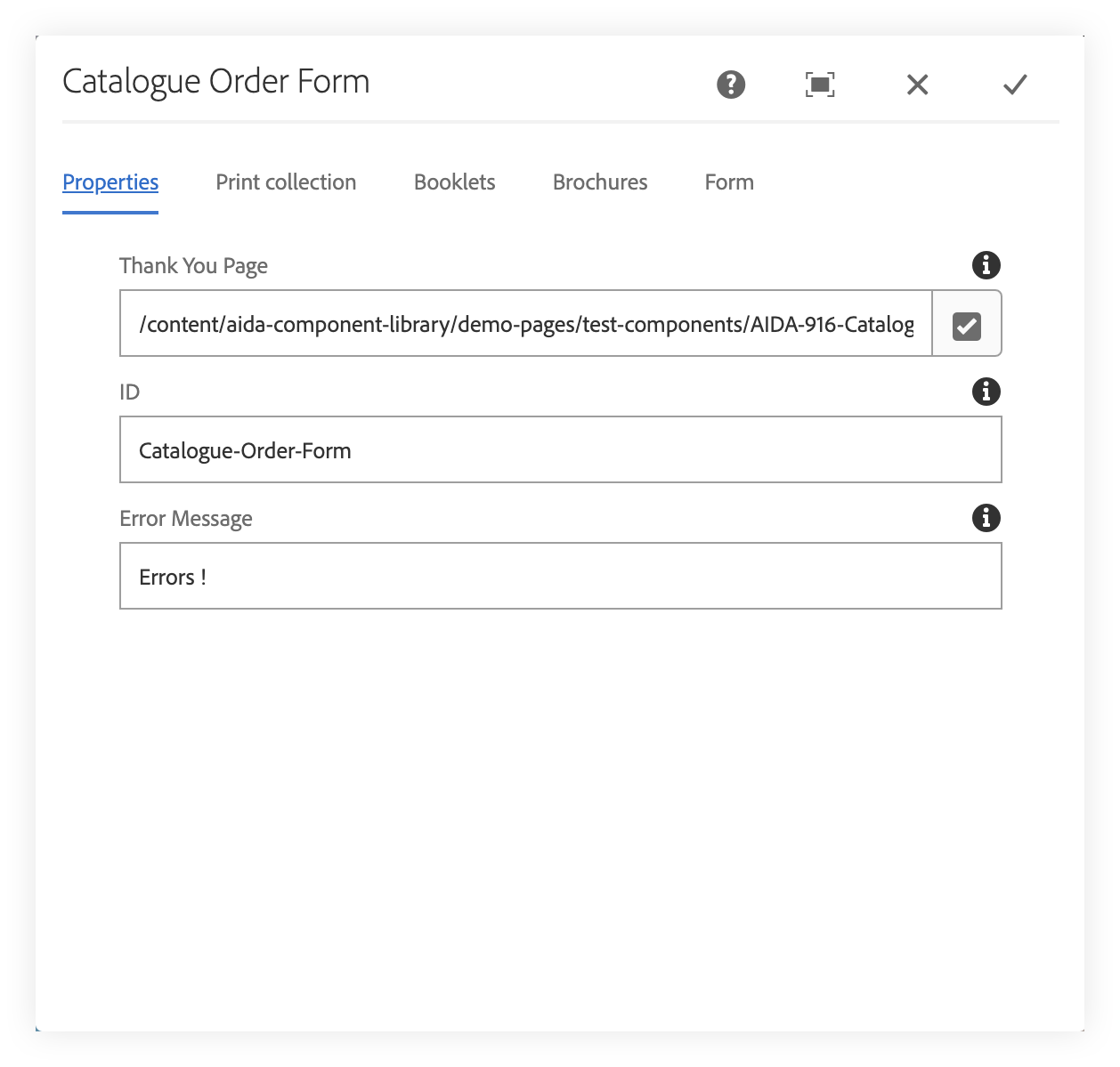 CQ Dialog: Properties