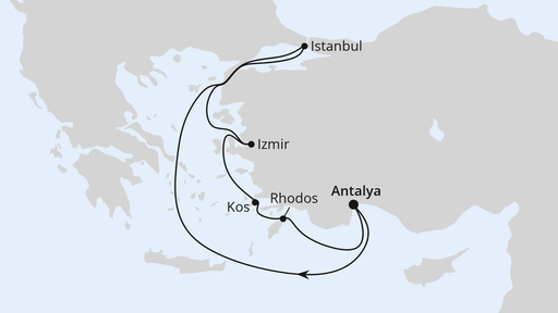 Routengrafik Östliches Mittelmeer mit Istanbul 1