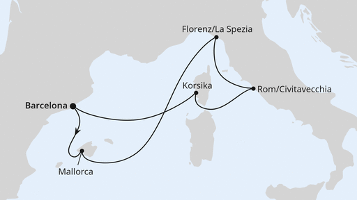Routenverlauf Mediterrane Schätze mit Korsika ab Barcelona