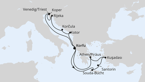 Routenverlauf Adria & Griechenland ab Korfu 1
