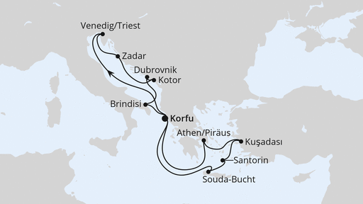 Routenverlauf Adria & Griechenland ab Korfu 3