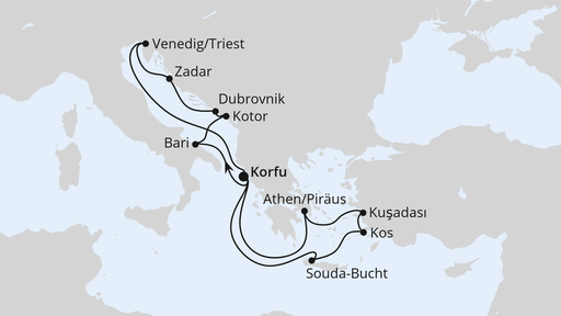 Routenverlauf Adria & Griechenland ab Korfu 1