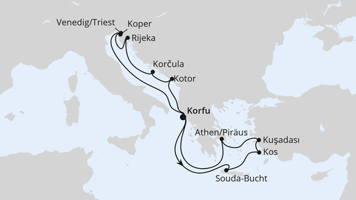 Routenverlauf Adria & Griechenland ab Korfu 1
