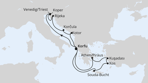 Routenverlauf Adria & Griechenland ab Korfu 1