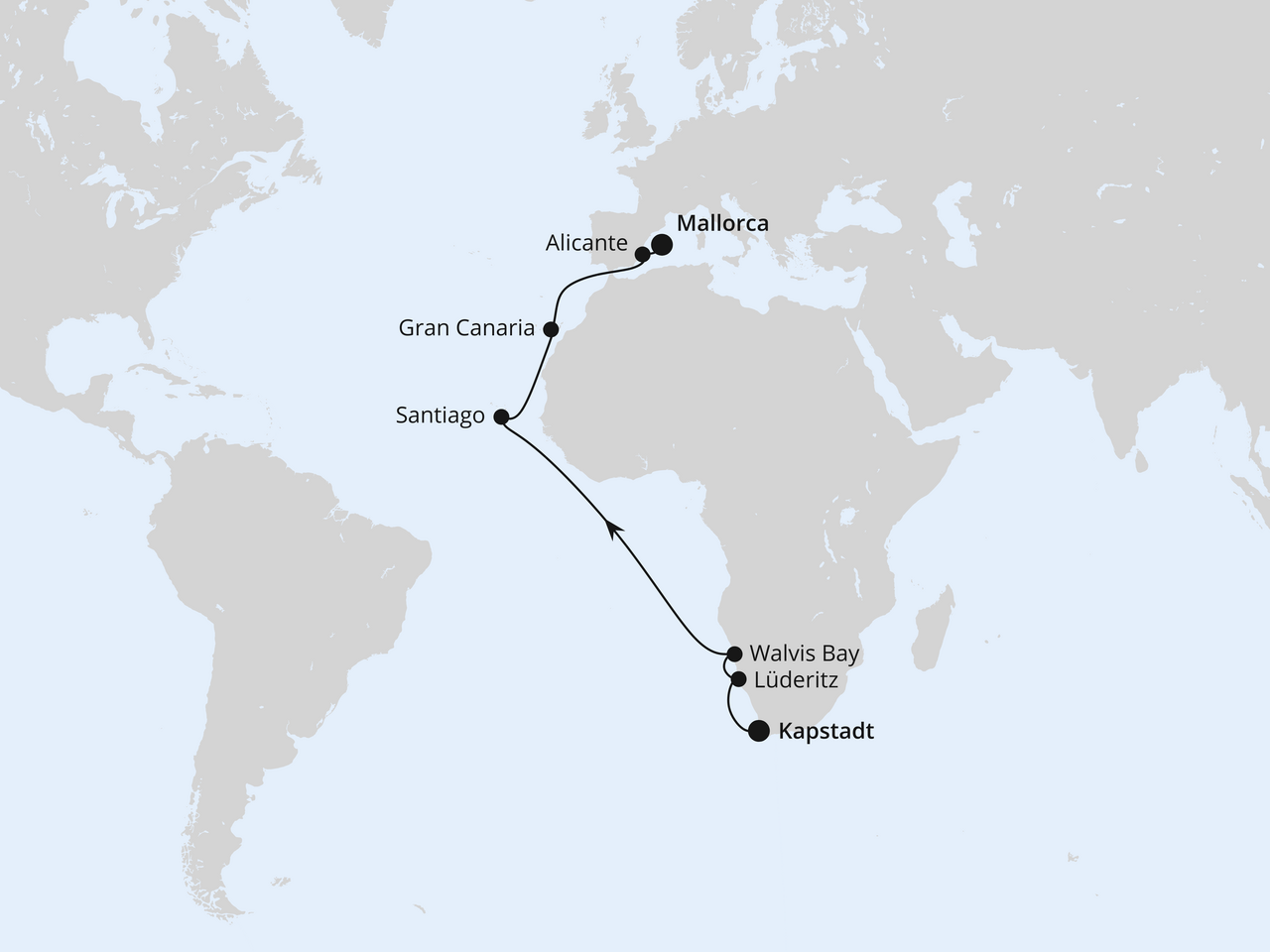 Von Kapstadt über Namibia nach Mallorca