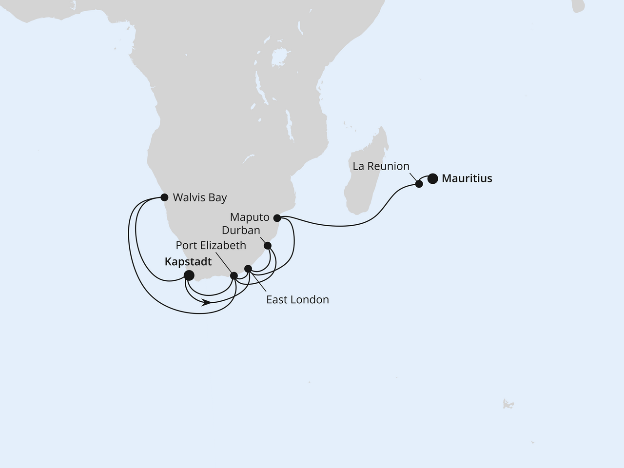Südliches Afrika mit La Reunion & Mauritius