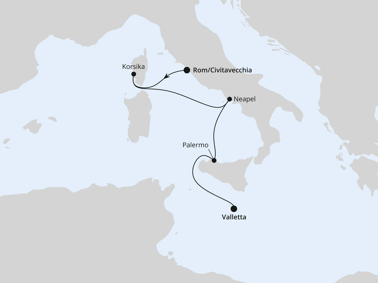 Italien, Korsika & Malta ab Civitavecchia
