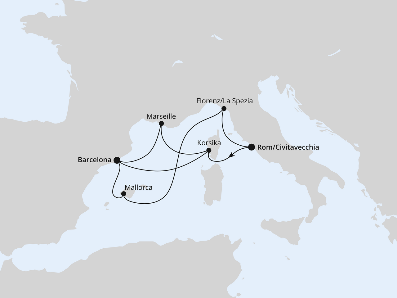 Spanien, Frankreich & Italien ab Civitavecchia 1