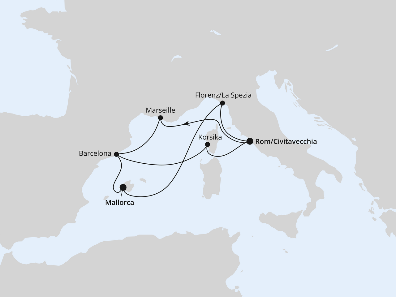 Spanien, Frankreich & Italien ab Civitavecchia