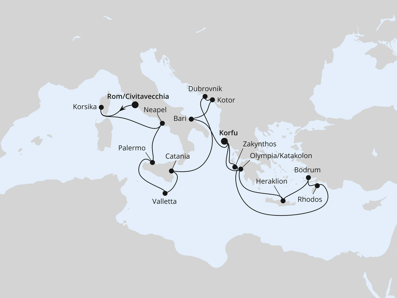 Große Mittelmeer-Reise ab Civitavecchia