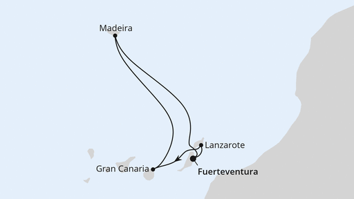 Routenverlauf Kanaren & Madeira ab Fuerteventura