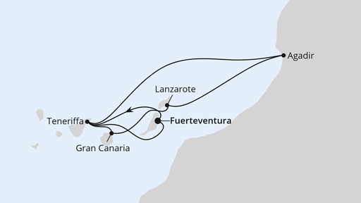 Routenverlauf Kanaren & Marokko ab Fuerteventura