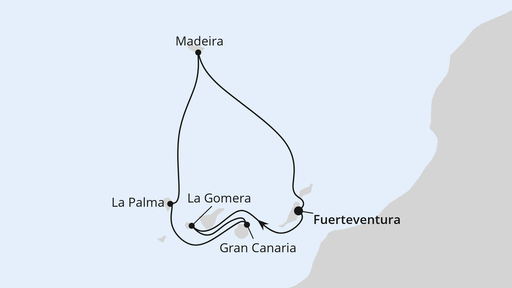 Routenverlauf Kanaren & Madeira ab Fuerteventura