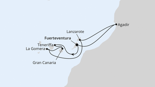 Routenverlauf Kanaren & Marokko ab Fuerteventura