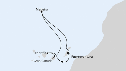 Routenverlauf Kanaren & Madeira ab Fuerteventura