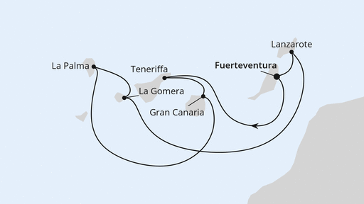 Routenverlauf Kanaren mit La Gomera ab Fuerteventura
