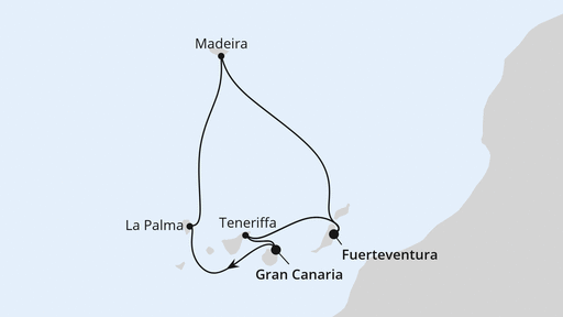 Routenverlauf Kanarische Inselwelt & Madeira