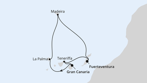 Routenverlauf Kanarische Inselwelt & Madeira