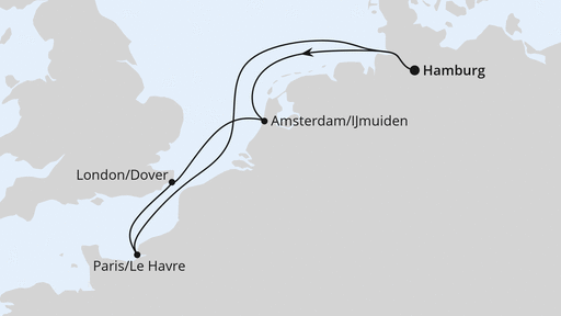 Routenverlauf Kurzreise Metropolen ab Hamburg