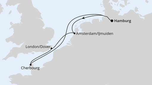 Routenverlauf Kurzreise Metropolen ab Hamburg