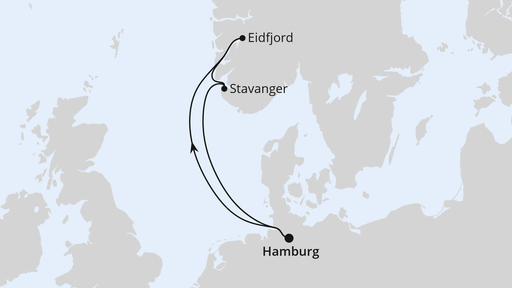 Routenverlauf Kurzreise nach Norwegen ab Hamburg