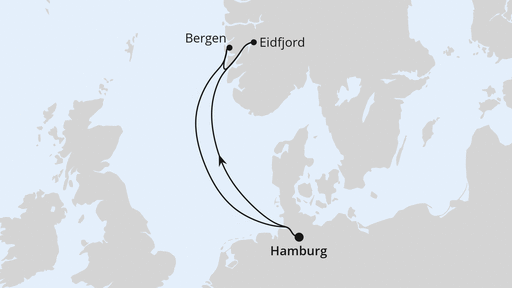 Routenverlauf Kurzreise nach Norwegen ab Hamburg