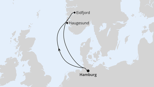 Routenverlauf Kurzreise nach Norwegen ab Hamburg