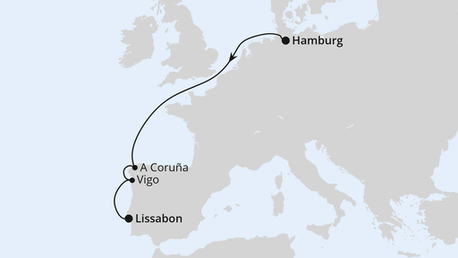 Routenverlauf Von Hamburg über Galicien nach Lissabon