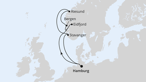 Routenverlauf Norwegen ab Hamburg