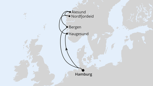 Routenverlauf Norwegen ab Hamburg
