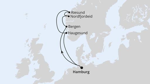 Routenverlauf Norwegen ab Hamburg