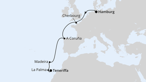 Routenverlauf Von Hamburg über Teneriffa in die Dom. Republik 2